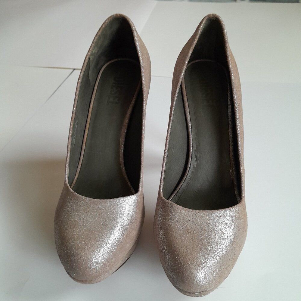 Diesel Women’s 'Melrose' Ashly Platform Leather Heels Brown/Silver Size US 7.5
